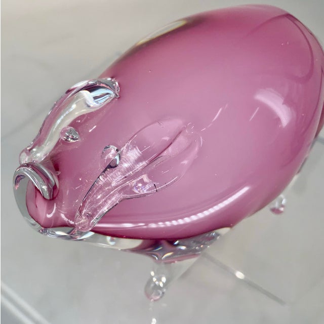 Hand Blown Glass Pig Figurine, Artist Signet. For Sale - Image 4 of 8