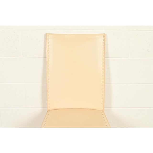Mario Bellini Style Italian Modern Cream Leather Wrapped High Back Dining Chairs, Set of Four For Sale In South Bend - Image 6 of 13