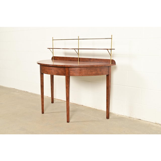 English Baker Furniture Federal Banded Mahogany Demilune Console Table or Entry Table For Sale - Image 3 of 13