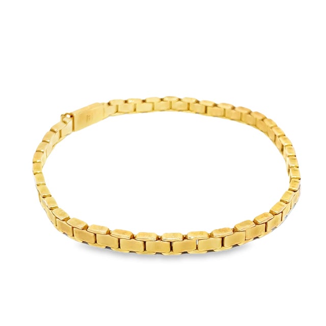 14k Yellow Gold Men's Solid Link Chain Bracelet For Sale - Image 9 of 9