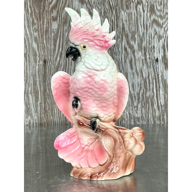 Mid-Century Modern Vintage Mid-Century Modern Glazed Ceramic Cockatoo For Sale - Image 3 of 8