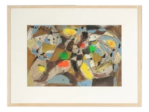 Colorful Fragmentation, Gouache on Thick Paper, Framed