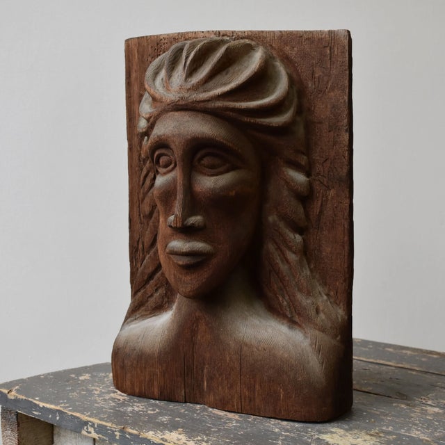 Vintage Expressive Hand-Carved Bust, Circa 1970s For Sale - Image 4 of 16