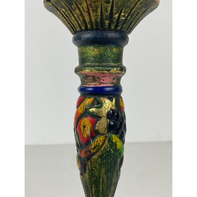 Art Nouveau Polychrome Wooden Candlestick, 1890s For Sale - Image 4 of 9