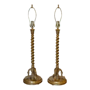 19th C Style Giltwood Venetian Rope Table Lamp by Randy Esada Designs for Prospr - a Pair