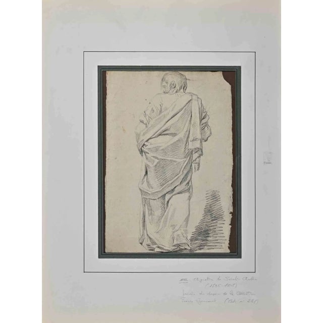 Augustin de Saint-Aubin, Figure of Man, Original Pencil Drawing, 19th Century For Sale - Image 3 of 3