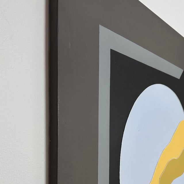 Black Vintage Mid-Century Modern Mixed Media Hard Edge Painting For Sale - Image 8 of 10