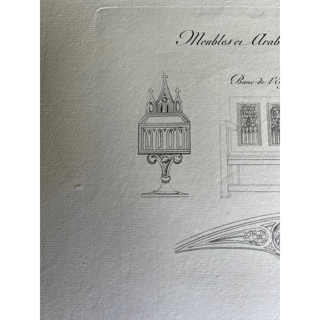 Mid 19th Century Etching Reproduction of 15th Century Furniture and Arabesques by French Artist Nicolas Xavier Willemin For Sale In Houston - Image 6 of 8