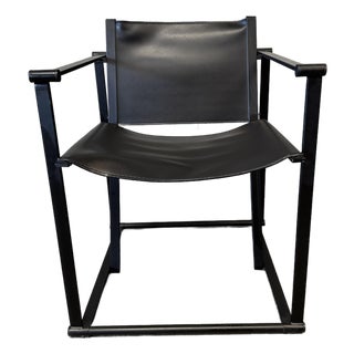 1990s Post Modern Black Leather and Metal Armchair #2 Attributed to Radbound Van Beekum for Pastoe For Sale