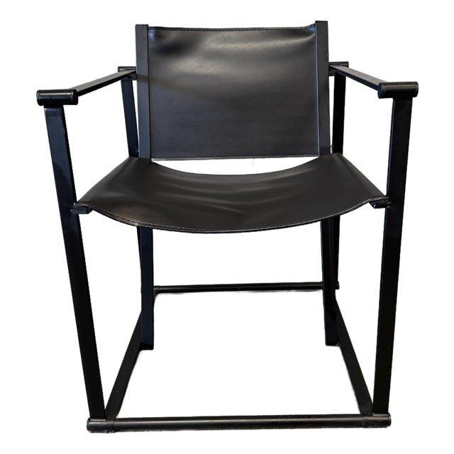 1990s Post Modern Black Leather and Metal Armchair #2 Attributed to Radbound Van Beekum for Pastoe For Sale