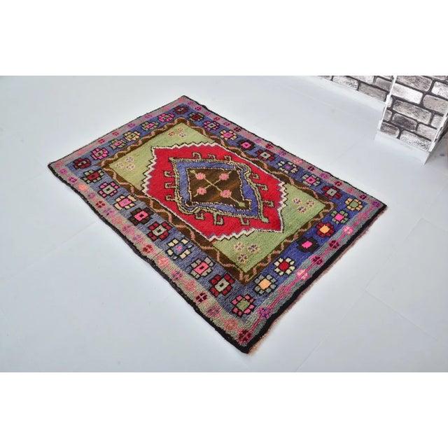 Handmade wool carpet in Turkish Anatolia , Vintage Oushak Rug,Turkish Vintage Anatolian Rug, Handmade wool Rug . One Of...