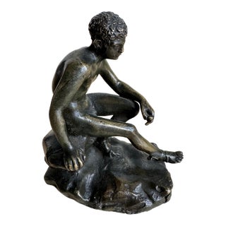 Classical Grand Tour Style Cast Bronze Seated Hermes (Mercury at Rest) Sculpture For Sale