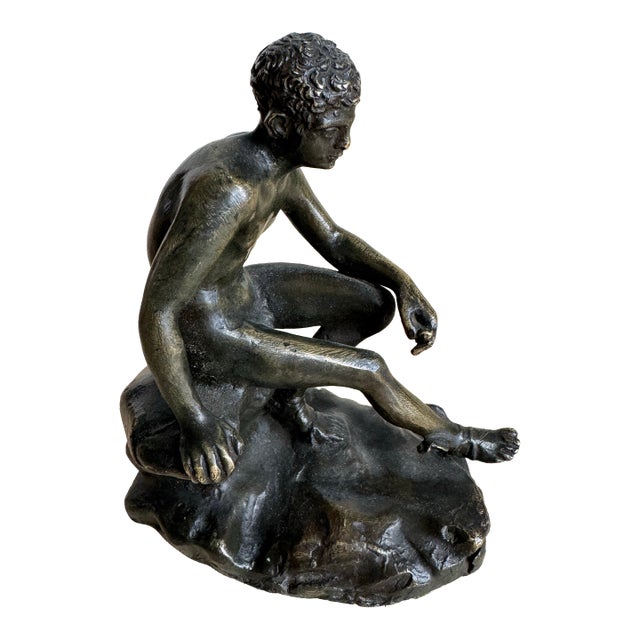 Mid 20th Century Grand Tour Style Bronze Seated Hermes (Mercury at Rest) Sculpture For Sale