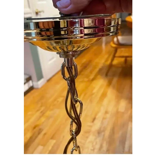 Mid-Century Modern Mid 20th Century Modern Tiffany Style Stained Glass Pendant Light Fixture For Sale - Image 3 of 7