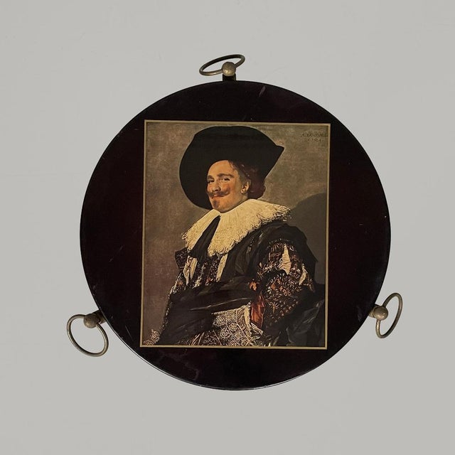 Mid-Century Modern Italian Coffee Table in Brass and Wood Top with Portrait, 1950s For Sale - Image 4 of 16