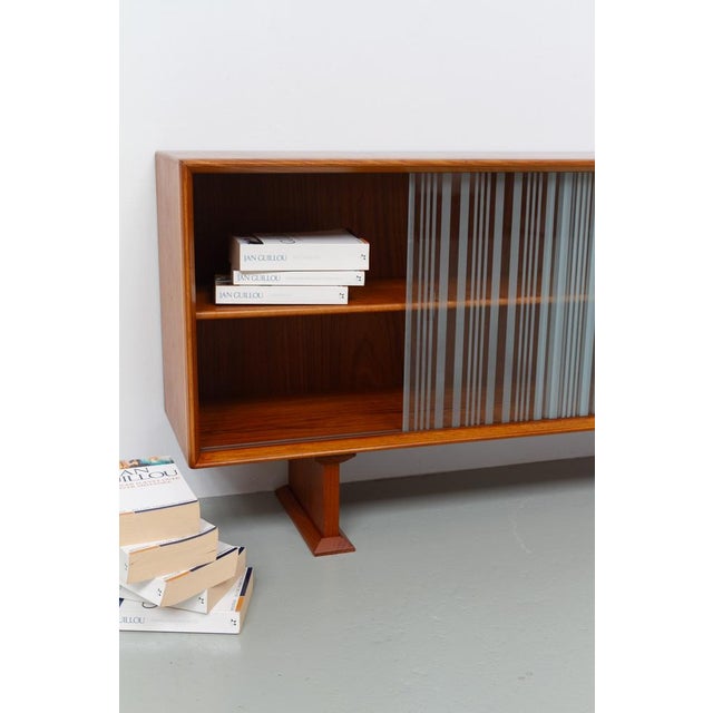 Danish Modern Low Teak Sideboard with Etched Glass Doors from Skovby, 1960s For Sale - Image 16 of 18