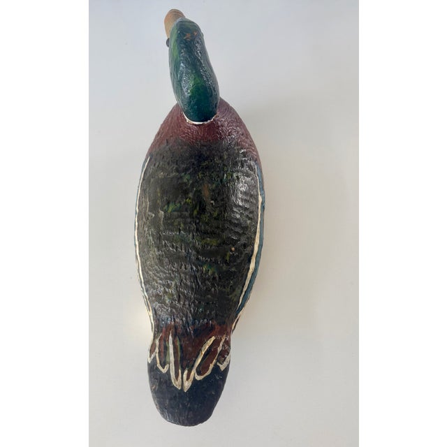 Folk Art Rustic Hand Painted Mallard Duck Decoy For Sale - Image 9 of 11