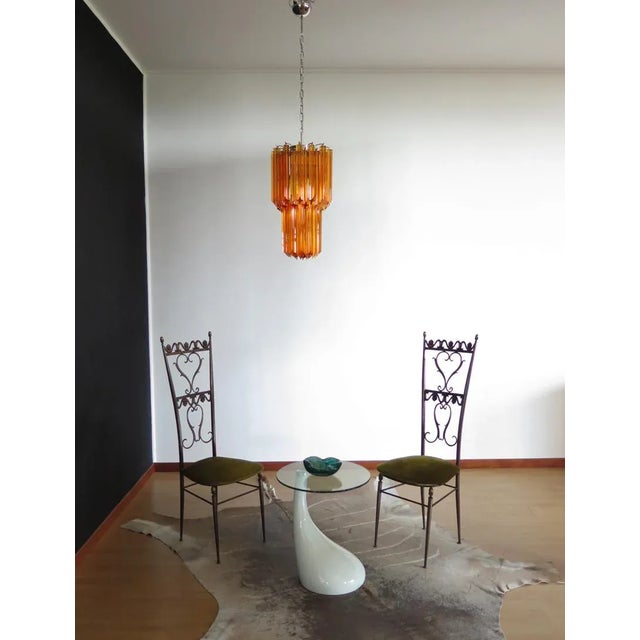 Vintage Italian Amber Murano Glass Chandelier, 1982 For Sale - Image 13 of 16