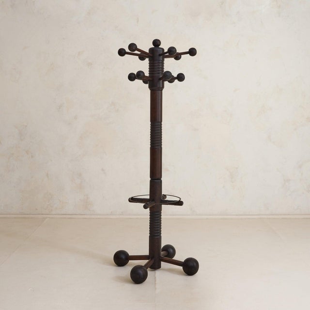 Brutalist French Brutalist Carved Oak Coat Rack by Charles Dudouyt, 1940s For Sale - Image 3 of 11