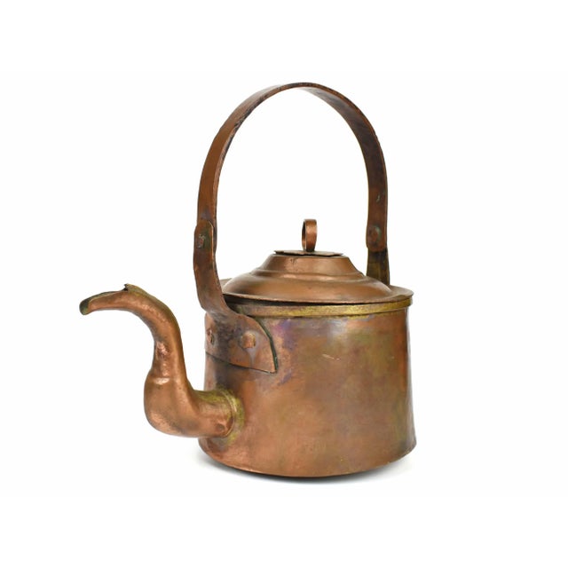 19th Century Antique 19th Century French Dovetailed Handmade Hand Hammered Copper Tea Kettle Pot For Sale - Image 5 of 12