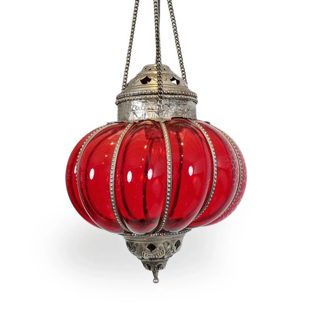 Vintage Red Pumpkin Lantern For Sale - Image 4 of 6