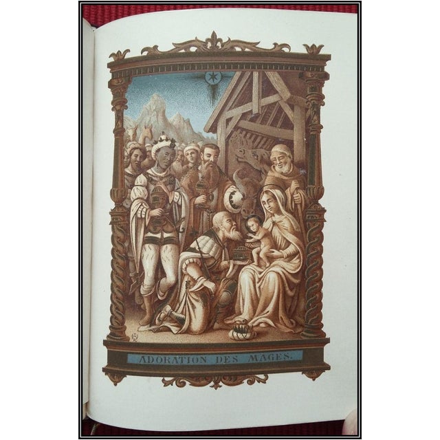 (1884) Signed Binding Christian "Hours of the Holy Virgin" With 13 Chromolithographs - Illustrated Antique Devotional Christian Bible Art For Sale - Image 6 of 18