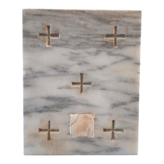 Antique Carved Marble Roman Catholic Church Reliquary Altar Stone Plaque For Sale