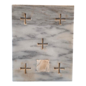 Antique Carved Marble Roman Catholic Church Reliquary Altar Stone Plaque