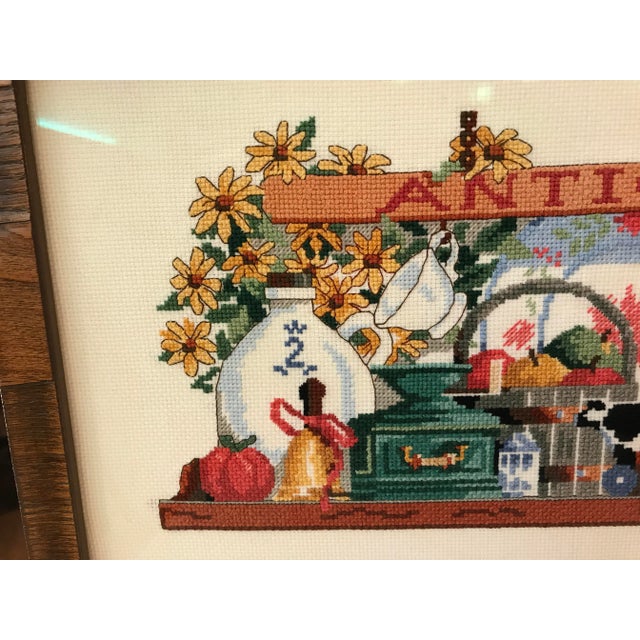 1970s Vintage Cross Stitch " s" Newly Framed Textile Art For Sale - Image 4 of 10