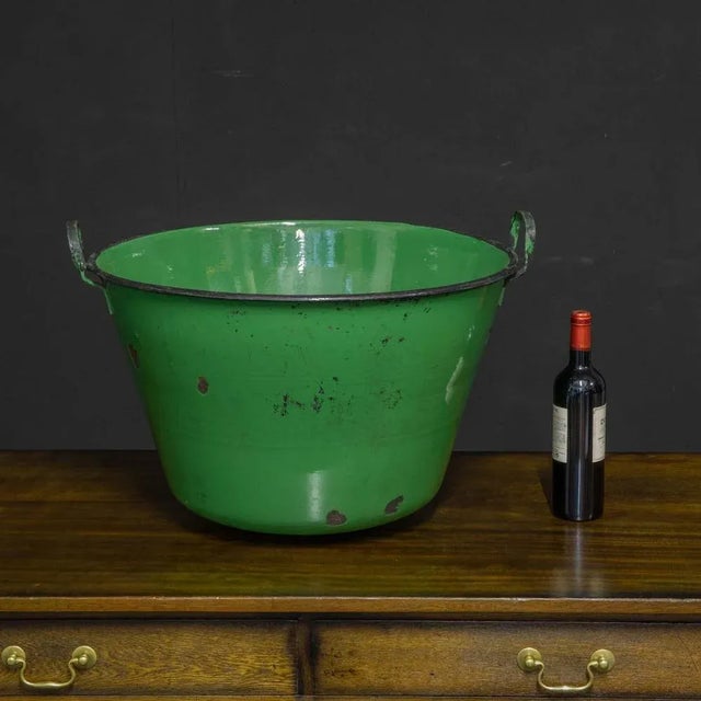 Antique Green Enamelled Bin For Sale - Image 3 of 11