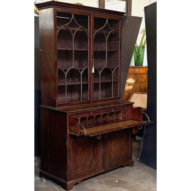 Traditional George III Double Secretary Bookcase of Mahogany For Sale - Image 3 of 18