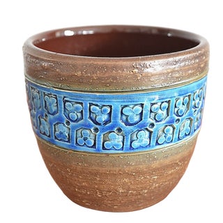 Rimini Blue Ceramic Planter by Aldo Londi for Bitossi, 1960s For Sale