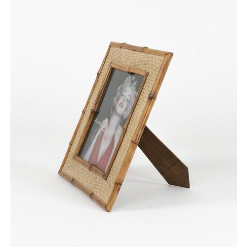 1970s Mid-Century Bamboo and Rattan Picture Frame, Italy, 1970s For Sale - Image 5 of 14