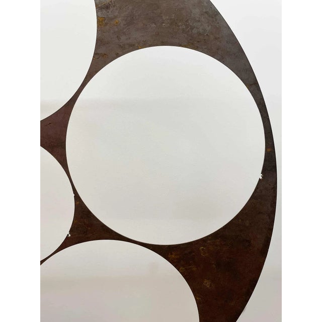 Abstract Sculpture Large Modern Abstract Round Iron Sculpture For Sale - Image 3 of 7