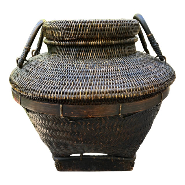 1900s Bontok or Ilfugao Tribal Lidded Basket For Sale