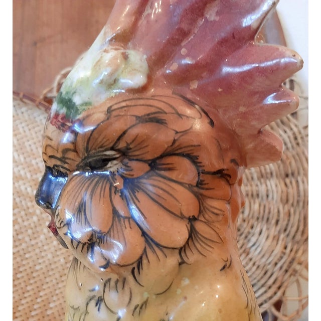 Mid 20th Century French Majolica Cockatoo Parrot Bird Sculpture Figurine For Sale - Image 5 of 12
