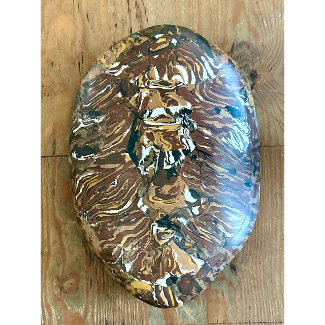 Brown Vintage Italian Scagliola Pigmented Plaster Turtle Shell For Sale - Image 8 of 12