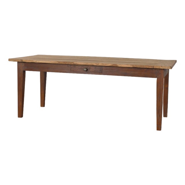 Antique English Farmhouse Dining Table With Drawer, Circa 1880 For Sale