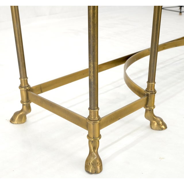 Metal Solid Brass Hoof Feet Beveled Glass Top Console Sofa Dressing Vanity Table For Sale - Image 7 of 12