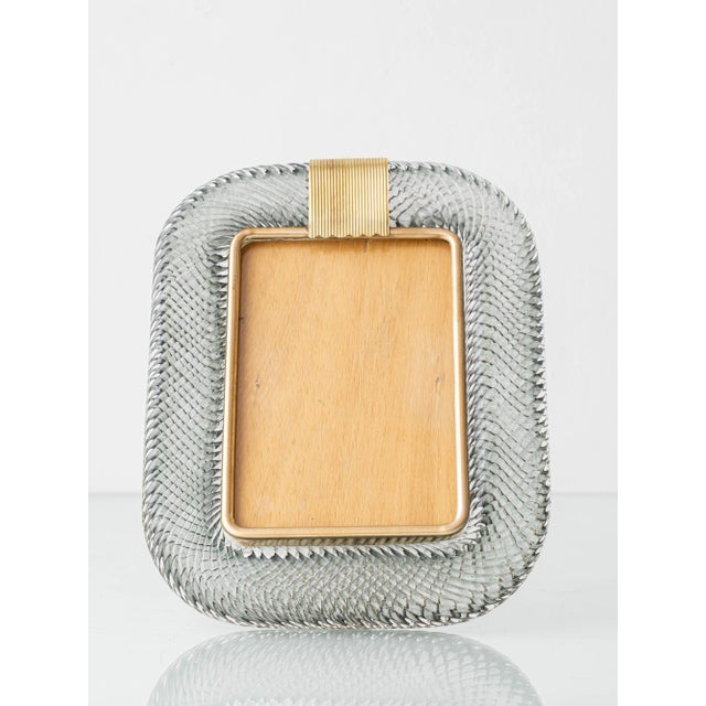 Metal Murano Glass and Brass Picture Frame in Smoke Grey Fumé Torchon from Barovier & Toso For Sale - Image 7 of 15