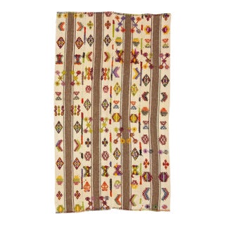 Embroidered Vintage Kilim Rug For Sale