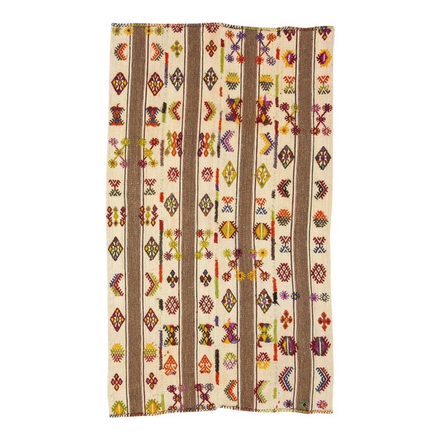 Embroidered Vintage Kilim Rug For Sale