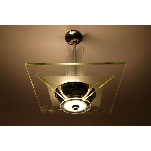 Art Deco Ceiling Lamp with Thick Glass Plate, 1930s For Sale - Image 6 of 12
