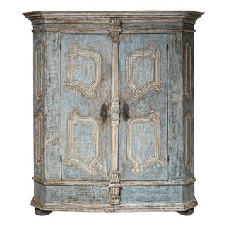 Light Blue Painted Provincial Wardrobe, 18th Century For Sale