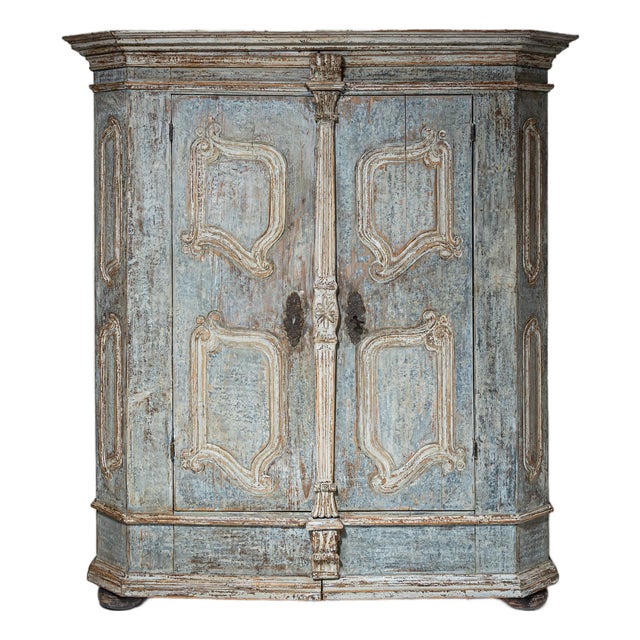 Light Blue Painted Provincial Wardrobe, 18th Century For Sale