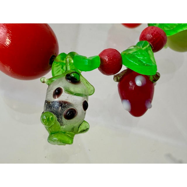 Mid-Century Modern Murano Blown Art Glass Tutti Frutti Lampwork Fruit Salad 28” Necklace Tiki Party For Sale - Image 3 of 9