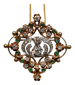 The Hawkins: Art Nouveau Styled Emerald and Diamond Pendant