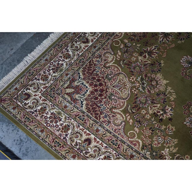 Large Vintage French Green Rug For Sale - Image 5 of 16