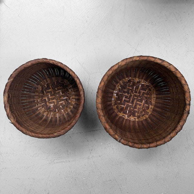 Vintage Japanese Bamboo Baskets, 1960s, Set of 2 For Sale - Image 10 of 16