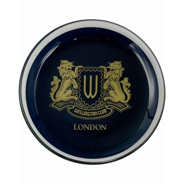Glass Vintage Wellington Club Mayfair London Glass Ashtray Catchall Dish For Sale - Image 7 of 10